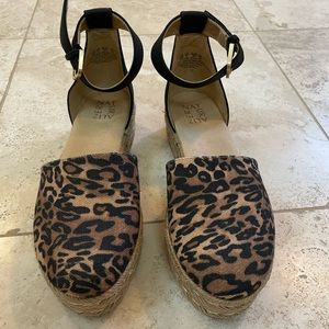 Naturalizer cheetah print espadrille with ankle straps